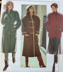 4201 STYLE UNLINED RAGLAN COAT JACKET TOGGLES, WRAP, BUTTON PATTERN 14 16